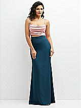 Front View Thumbnail - Atlantic Blue Crepe Mix-and-Match High Waist Fit and Flare Skirt