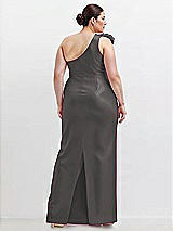 Alt View 2 Thumbnail - Caviar Gray Oversized Flower One-Shoulder Satin Column Dress