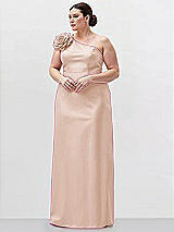 Alt View 1 Thumbnail - Cameo Oversized Flower One-Shoulder Satin Column Dress