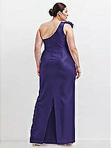 Alt View 2 Thumbnail - Grape Oversized Flower One-Shoulder Satin Column Dress