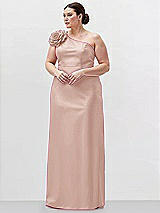 Alt View 1 Thumbnail - Toasted Sugar Oversized Flower One-Shoulder Satin Column Dress