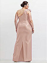 Alt View 2 Thumbnail - Toasted Sugar Oversized Flower One-Shoulder Satin Column Dress