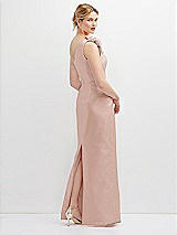 Rear View Thumbnail - Toasted Sugar Oversized Flower One-Shoulder Satin Column Dress