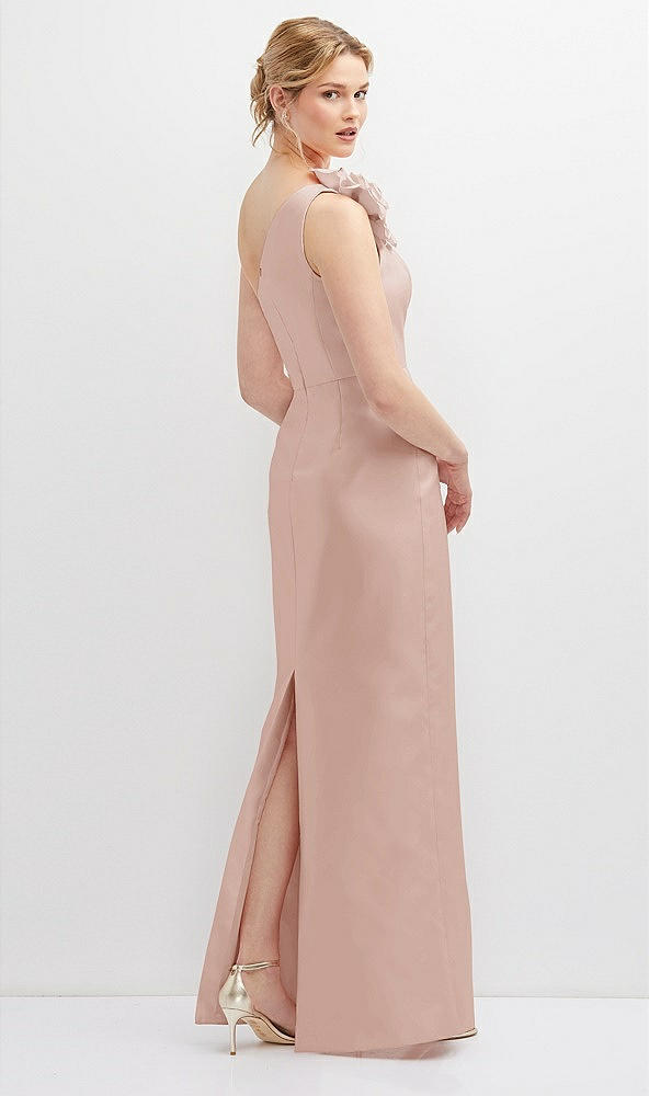 Back View - Toasted Sugar Oversized Flower One-Shoulder Satin Column Dress