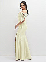 Side View Thumbnail - Butter Yellow Off-the-Shoulder Bow Satin Corset Dress with Fit and Flare Skirt