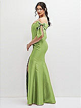 Side View Thumbnail - Mojito Off-the-Shoulder Bow Satin Corset Dress with Fit and Flare Skirt