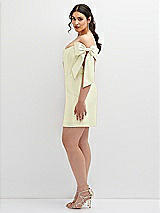 Alt View 3 Thumbnail - Butter Yellow Satin Off-the-Shoulder Bow Corset Fit and Flare Mini Dress