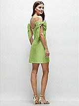 Rear View Thumbnail - Mojito Satin Off-the-Shoulder Bow Corset Fit and Flare Mini Dress