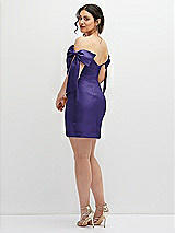 Alt View 4 Thumbnail - Grape Satin Off-the-Shoulder Bow Corset Fit and Flare Mini Dress