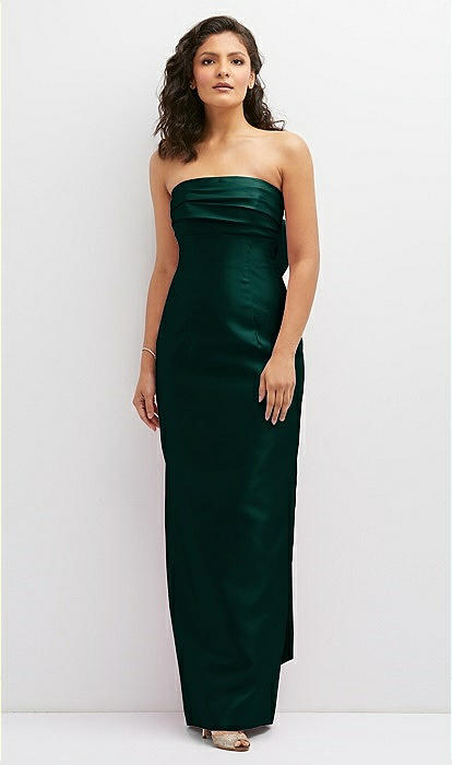 Strapless Draped Bodice Column Bridesmaid Dress With Strapless Draped Bodice Column Bridesmaid Dress With