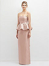 Front View Thumbnail - Toasted Sugar Strapless Satin Maxi Dress with Cascade Ruffle Peplum Detail