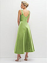 Rear View Thumbnail - Mojito Square Neck Satin Midi Dress with Full Skirt & Pockets