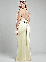 Alt View 3 Thumbnail - Butter Yellow Plunge Halter Open-Back Maxi Bias Dress with Low Tie Back