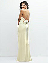 Rear View Thumbnail - Butter Yellow Plunge Halter Open-Back Maxi Bias Dress with Low Tie Back