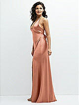 Side View Thumbnail - Copper Penny Plunge Halter Open-Back Maxi Bias Dress with Low Tie Back