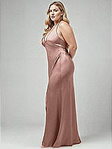 Alt View 2 Thumbnail - Neu Nude Plunge Halter Open-Back Maxi Bias Dress with Low Tie Back