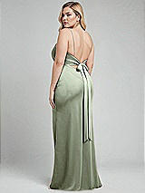 Alt View 3 Thumbnail - Sage Plunge Halter Open-Back Maxi Bias Dress with Low Tie Back