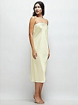 Side View Thumbnail - Butter Yellow Strapless Midi Bias Column Dress with Peek-a-Boo Corset Back