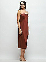 Side View Thumbnail - Auburn Moon Strapless Midi Bias Column Dress with Peek-a-Boo Corset Back