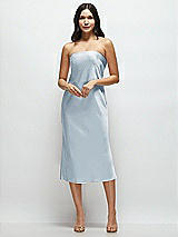 Front View Thumbnail - Mist Strapless Midi Bias Column Dress with Peek-a-Boo Corset Back