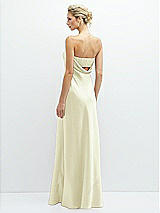 Rear View Thumbnail - Butter Yellow Strapless Maxi Bias Column Dress with Peek-a-Boo Corset Back