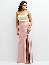 Alt View 1 Thumbnail - Butter Yellow Satin Mix-and-Match Draped Midriff Top