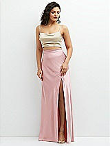 Alt View 1 Thumbnail - Champagne Satin Mix-and-Match Draped Midriff Top