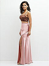 Side View Thumbnail - Cognac Satin Mix-and-Match Draped Midriff Top