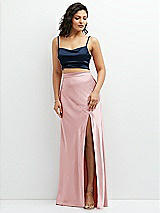 Alt View 1 Thumbnail - Midnight Navy Satin Mix-and-Match Draped Midriff Top