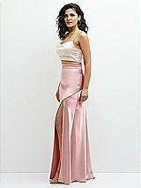 Side View Thumbnail - Oat Satin Mix-and-Match Draped Midriff Top