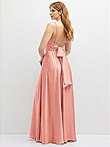 Rear View Thumbnail - Rose Adjustable Sash Tie Back Satin Maxi Dress with Full Skirt