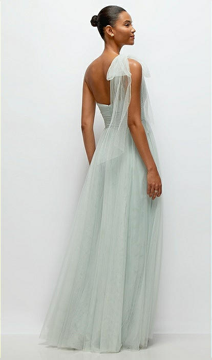 One-Shoulder Flowing Skirt Green Formal Dress