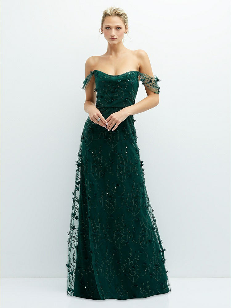 Shirred 3d Sequin Embroidery Floral Maxi Bridesmaid Dress