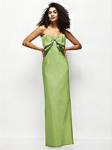 Alt View 1 Thumbnail - Mojito Strapless Satin Column Maxi Dress with Oversized Handcrafted Bow