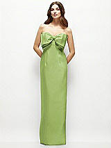 Alt View 2 Thumbnail - Mojito Strapless Satin Column Maxi Dress with Oversized Handcrafted Bow