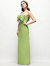 Alt View 3 Thumbnail - Mojito Strapless Satin Column Maxi Dress with Oversized Handcrafted Bow