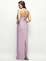Alt View 4 Thumbnail - Suede Rose Strapless Satin Column Maxi Dress with Oversized Handcrafted Bow
