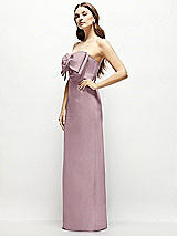 Alt View 3 Thumbnail - Dusty Rose Strapless Satin Column Maxi Dress with Oversized Handcrafted Bow