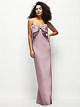 Front View Thumbnail - Dusty Rose Strapless Satin Column Maxi Dress with Oversized Handcrafted Bow