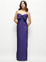 Alt View 2 Thumbnail - Grape Strapless Satin Column Maxi Dress with Oversized Handcrafted Bow