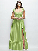 Alt View 1 Thumbnail - Mojito Satin Corset Maxi Dress with Ruffle Straps & Skirt