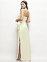 Alt View 3 Thumbnail - Butter Yellow Strapless Draped Skirt Satin Maxi Dress with Cascade Ruffle