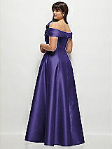 Alt View 2 Thumbnail - Grape Asymmetrical Bow Off-Shoulder Satin Gown with Ballroom Skirt