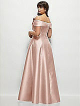 Alt View 2 Thumbnail - Toasted Sugar Asymmetrical Bow Off-Shoulder Satin Gown with Ballroom Skirt