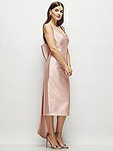 Side View Thumbnail - Toasted Sugar Scoop Neck Corset Satin Midi Dress with Floor-Length Bow Tails