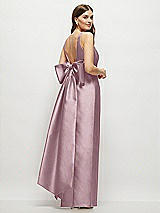 Front View Thumbnail - Dusty Rose Scoop Neck Corset Satin Maxi Dress with Floor-Length Bow Tails