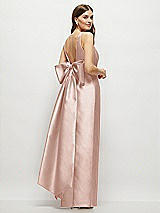 Front View Thumbnail - Toasted Sugar Scoop Neck Corset Satin Maxi Dress with Floor-Length Bow Tails