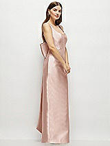 Side View Thumbnail - Toasted Sugar Scoop Neck Corset Satin Maxi Dress with Floor-Length Bow Tails