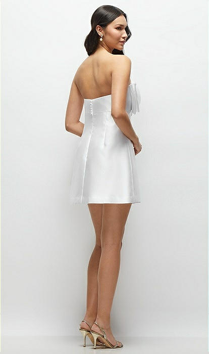 Oversized Bow Strapless Little White Mini Bridesmaid Dress