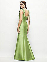 Rear View Thumbnail - Mojito Satin Fit and Flare Maxi Dress with Shoulder Bows